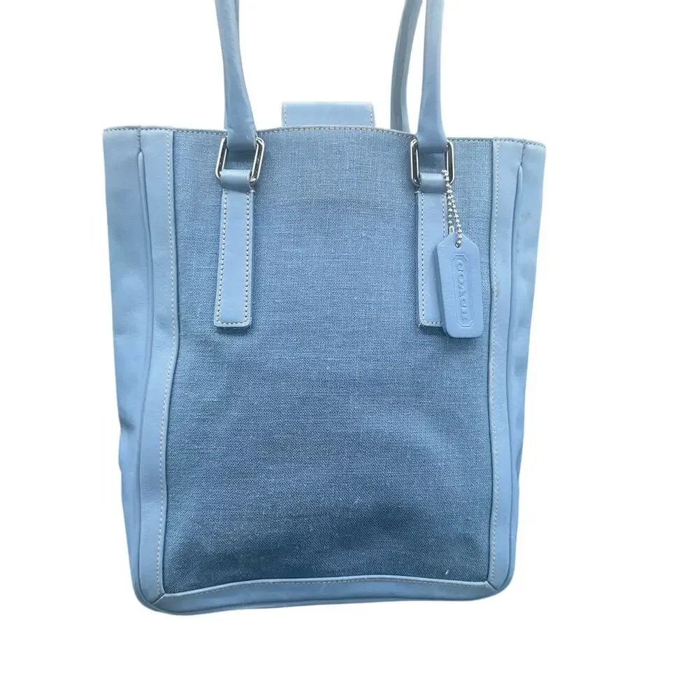 Coach Soho Light Blue Leather & Canvas Tote Bag Costa Rica No A1P-9429 vintage